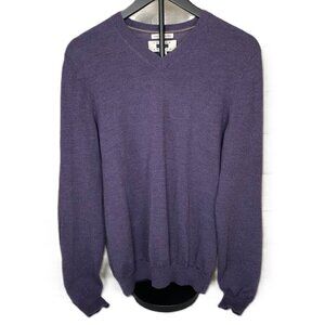 Joseph Abboud Men’s M Purple V-Neck 100% Extra Fine Merino Wool Sweater